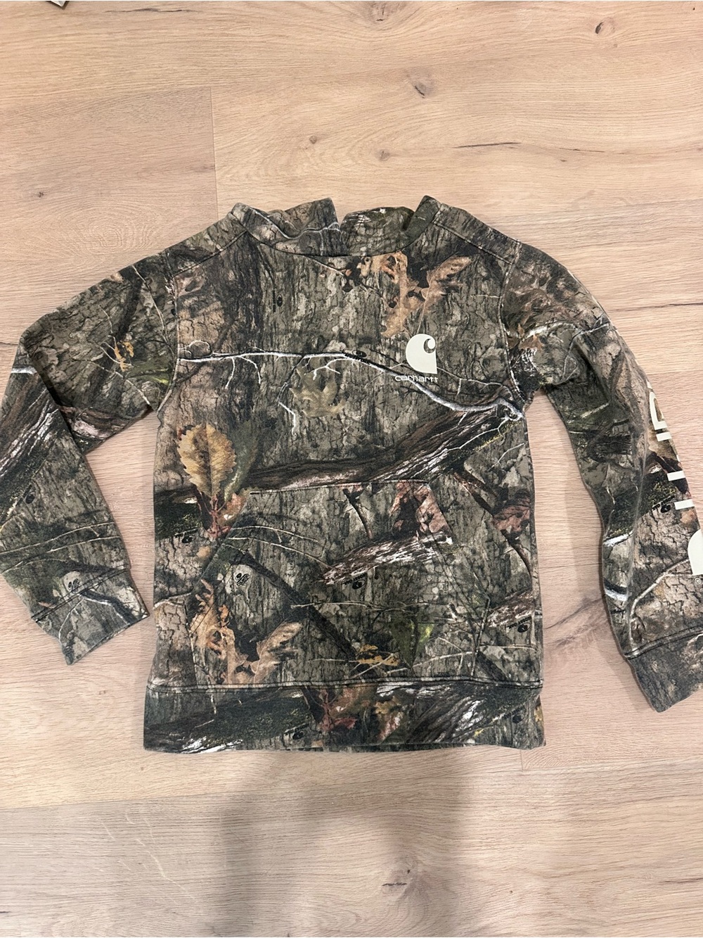 Carhartt Kids Camo Pullover Hoodie in Brown and Green